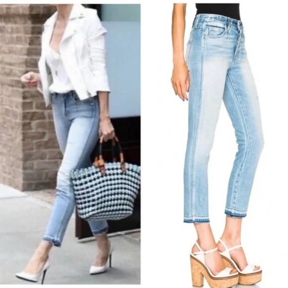 AMO Babe Sweet Cheeks Raw Hem Ankle Jeans Light Wash {OO3} - Picture 1 of 4